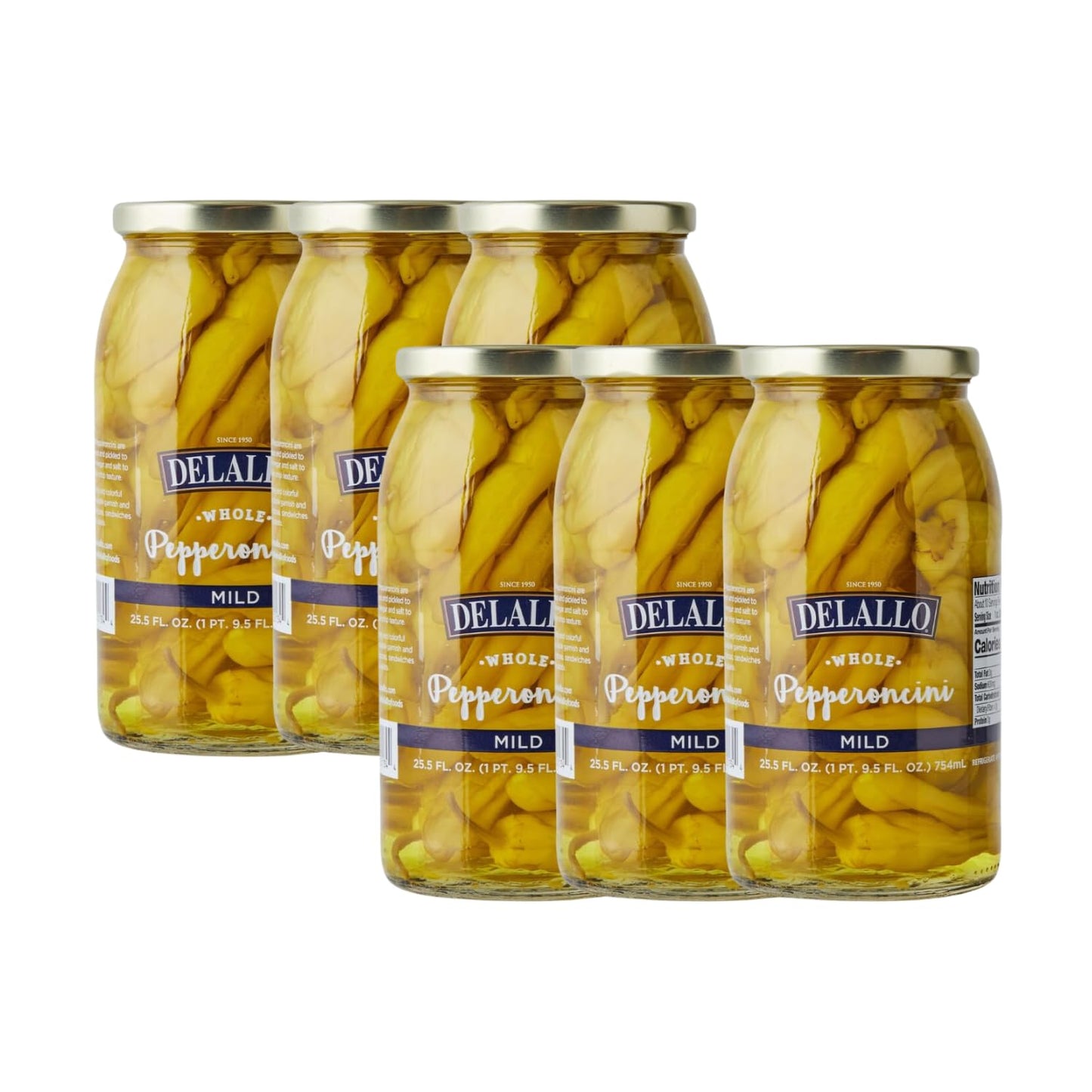 Delallo, Pepperoncini Mild, 25.5 Oz, (Pack Of 6)