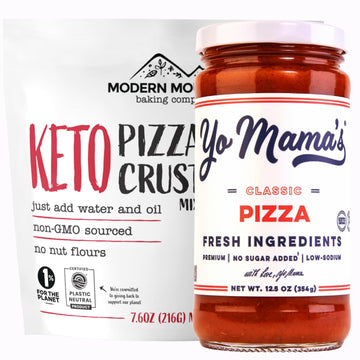 Yo Mama s Keto Pizza Sauce & Keto Pizza Crust Bundle - Just 2g Net Carbs Per Serving - The Easy Keto Pizza Night Kit - Incredib