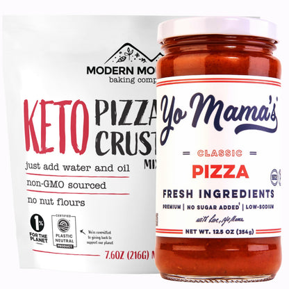 Yo Mama s Keto Pizza Sauce & Keto Pizza Crust Bundle - Just 2g Net Carbs Per Serving - The Easy Keto Pizza Night Kit - Incredib