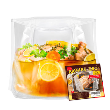 Mewmet Brine Bags For Turkey, 26''  22'', 3 Pack, Double Zipper Lock Thicker Brining Bags With 2 Cotton Strings, Holds Up To 35L