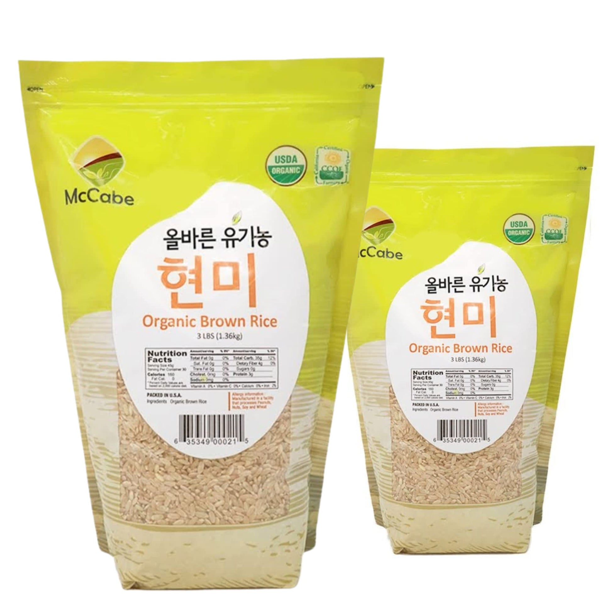 McCabe Organic Brown Rice - Brown Rice Organic | Rich with Fiber & Minerals | USDA and CCOF Certified | Product of USA | 3Lbs (P