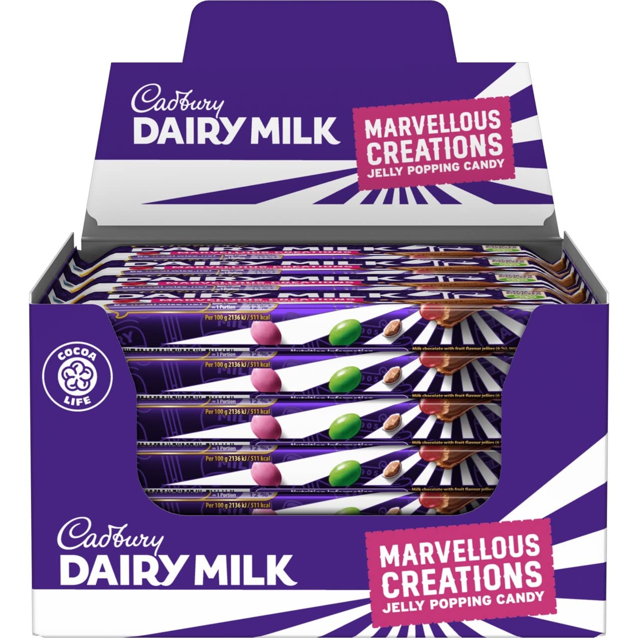 Cadbury Dairy Milk Marvellous Creations Jelly Popping Candy Bar 47 G (Pack Of 24)
