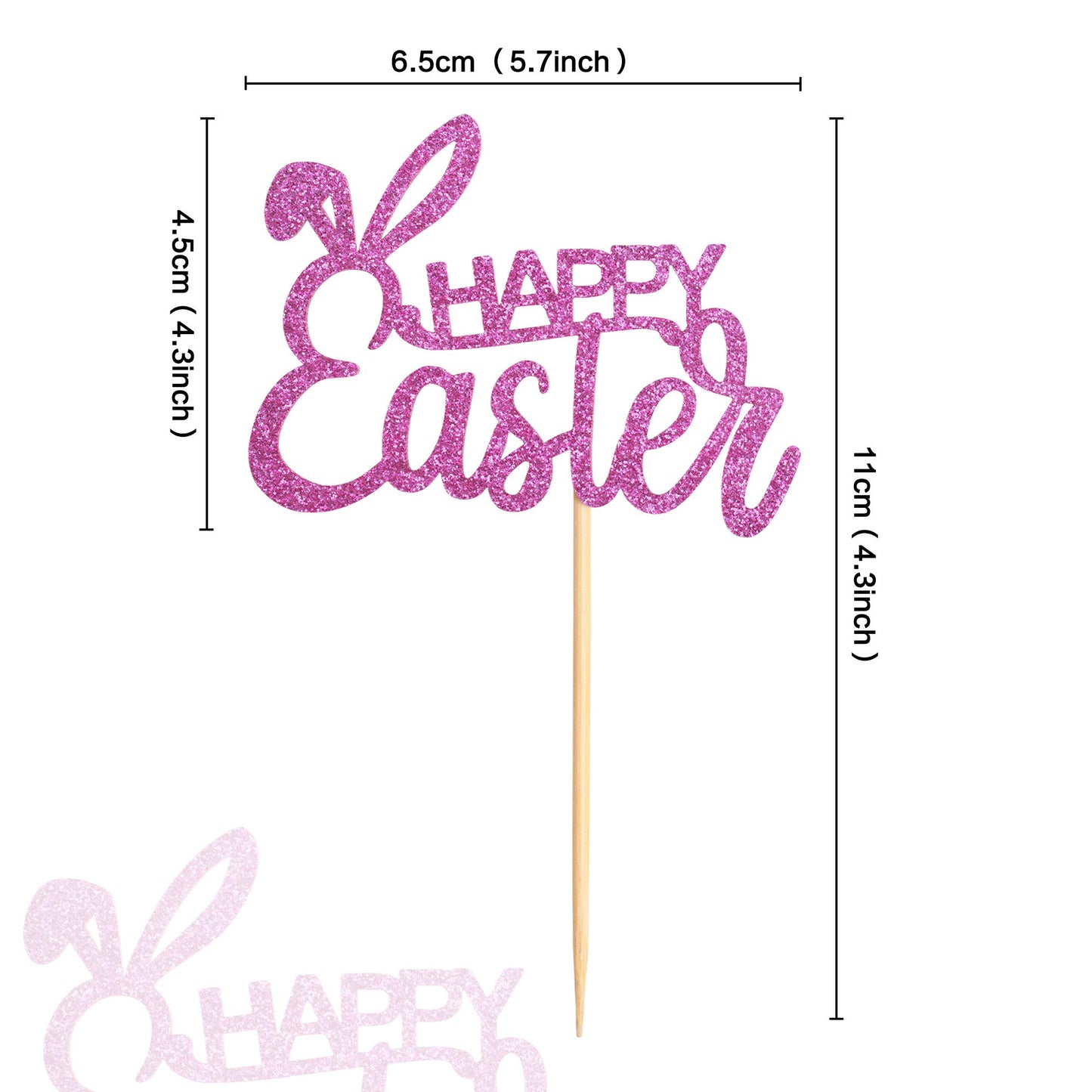 Ercadio 36 Pack Happy Easter Cupcake Toppers Glitter Rabbit Ear Cupcake Picks Happy Easter Theme Party Cake Decorations Purple