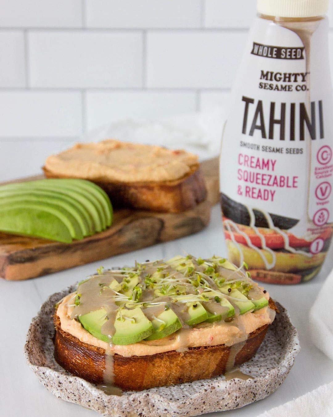 MIGHTY SESAME Tahini Paste, Whole Seed, Gluten Free, Vegan, 10.9oz (Pack of 2)