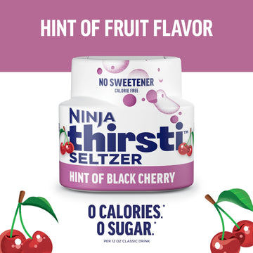Ninja Thirsti Flavored Water Drops, Seltzer Black Cherry, Crisp And Refreshing Sparkling Water, Zero Calories, Zero Sugar, Zero