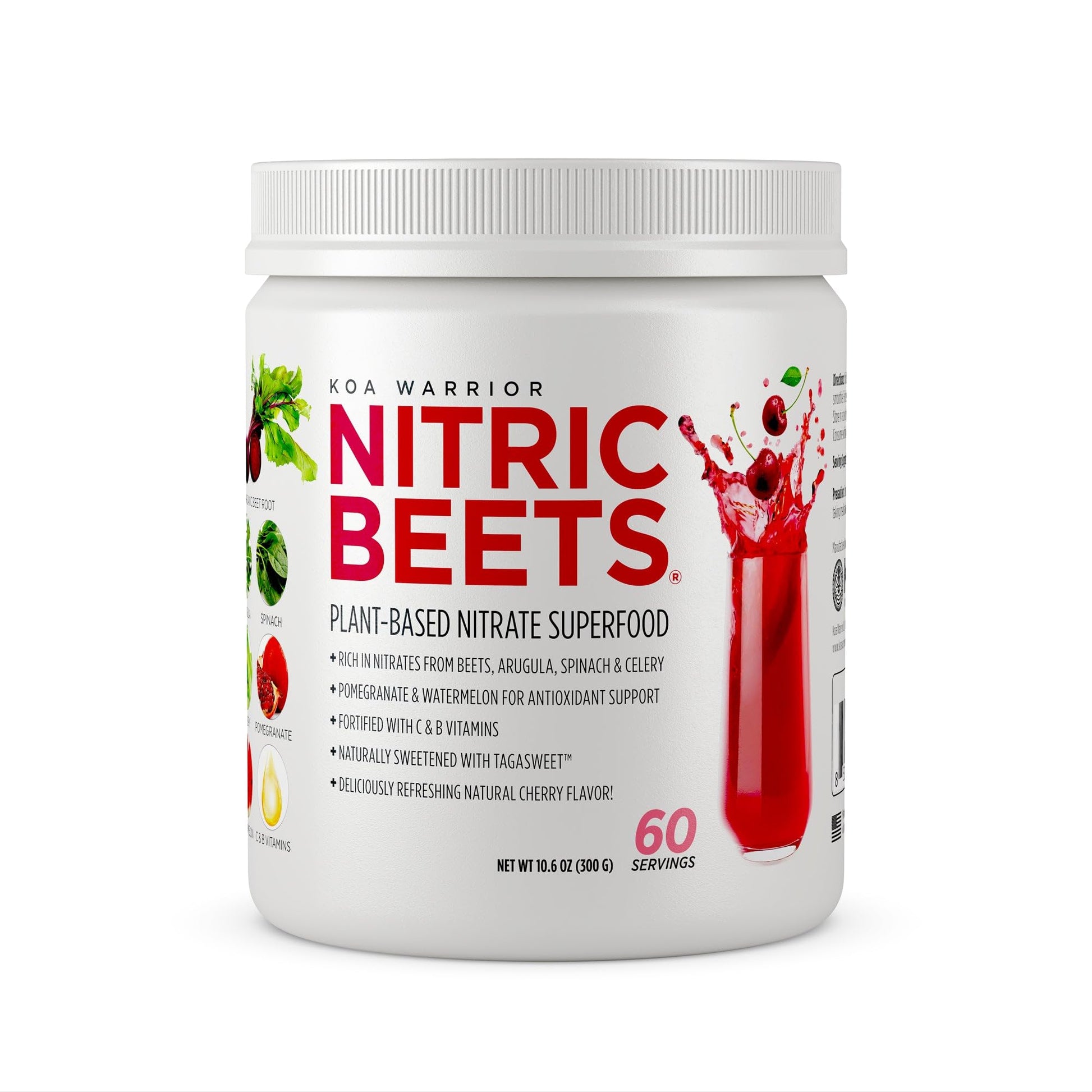KOA WARRIOR Beet Root Powder Drink Mix with Spinach  Arugula  Celery  Watermelon Juice  Pomegranate Juice  Vitamin C  Vitamin B Complex - Nitric Oxide dietary products for Men and Women  60 Servings