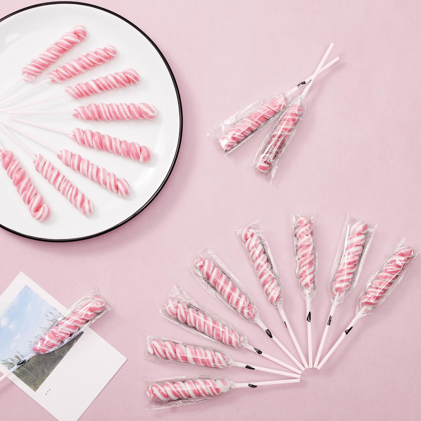 Pink Twisty Lollipops Individually Wrapped Bulk - Valentines Candy Valentine Lollipops Candy - Kid'S Whirley Lollipops Candy For