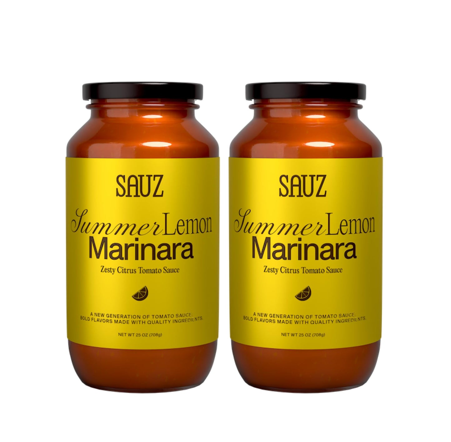 Summer Lemon Marinara Pasta Sauce, 25 Oz Jar (2-Pack), Fresh Citrus Zest, Gluten-Free, Non-GMO, Multi-Use Tomato Sauce with Clea
