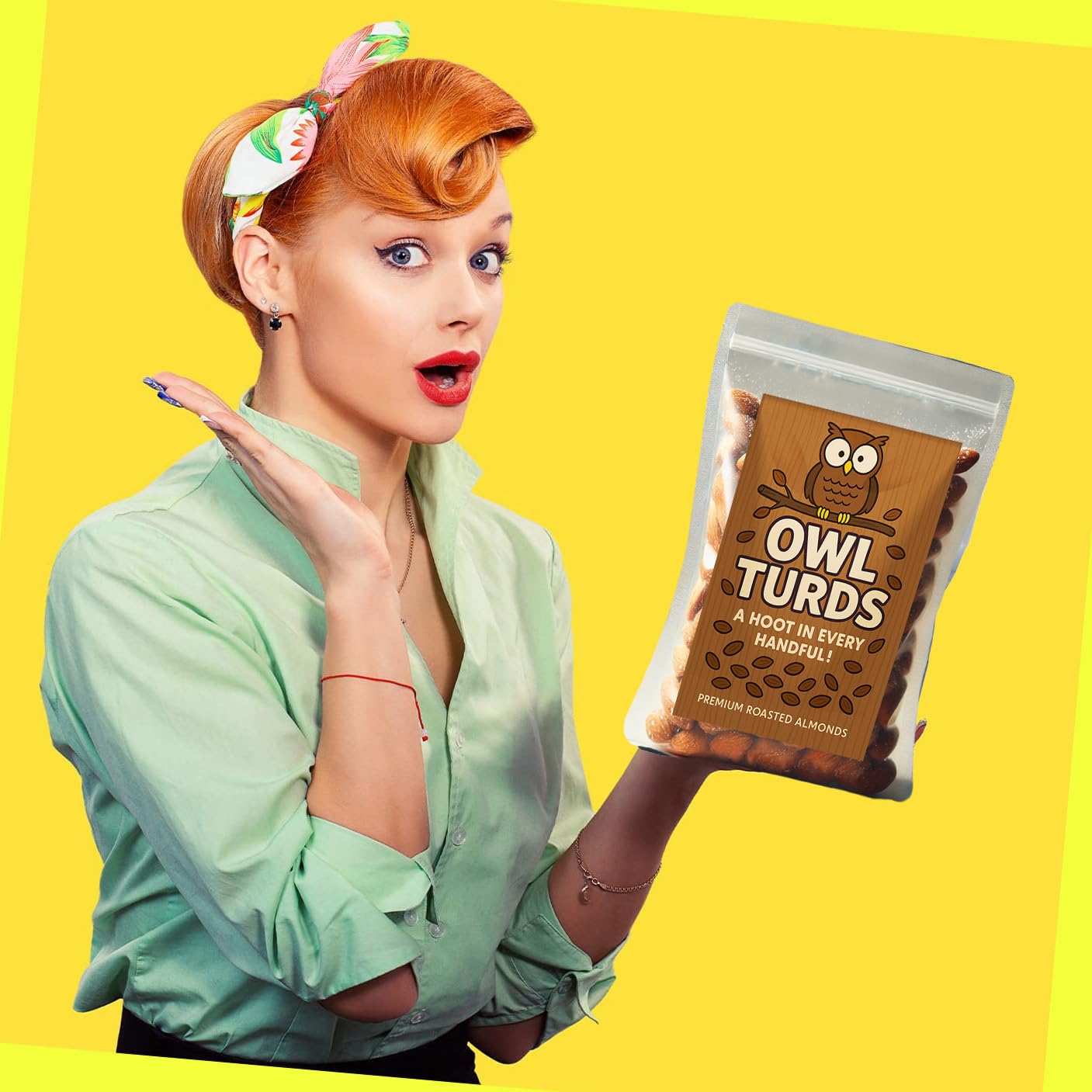 Owl Turds Roasted Almonds - Funny Owl-Themed Snack For Bird Lovers, Gag Gift For Birdwatchers, Forest Animal Treat, Perfect For