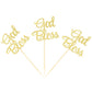 Ercadio Cupcake Toppers Gold Glitter 24 Pack for Baby Baptism Party Decorations, Small, Paper