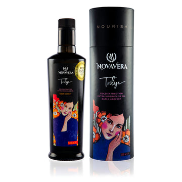 NVG NOVAVERA Trilye Polyphenol Rich Olive Oil, Medium, Pungency and Fruitiness With a Peppery Finish Extra Virgin Olive Oil, Evo