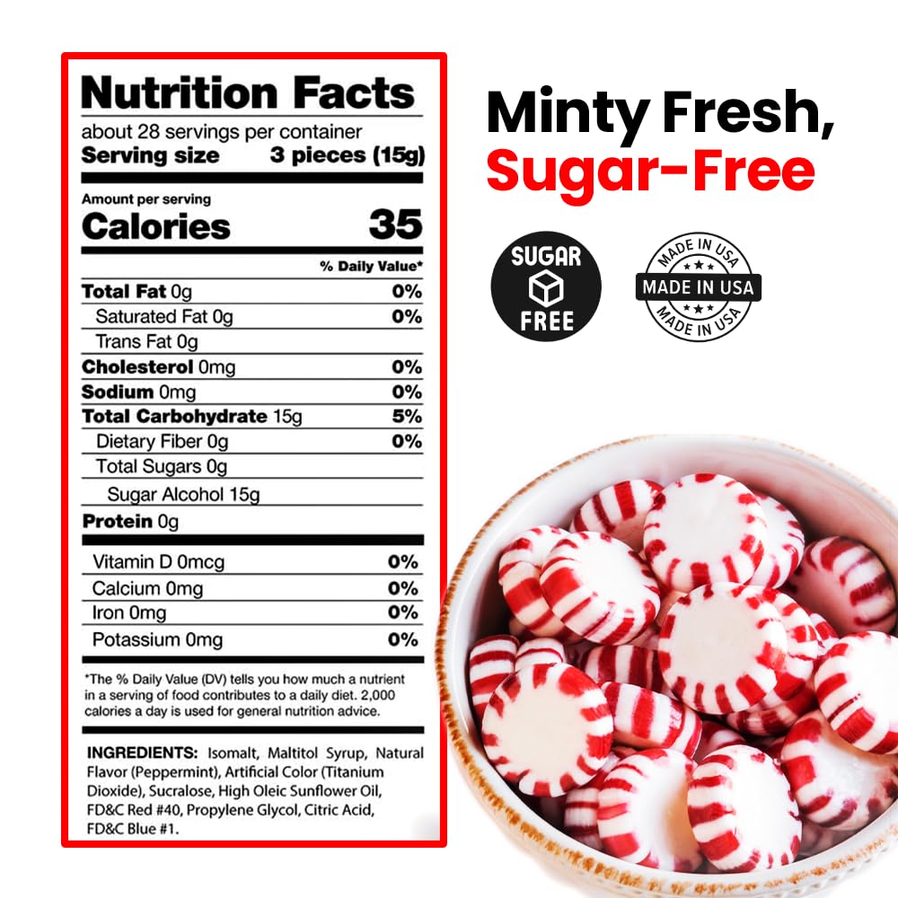 Sweetaholic Sugar Free Peppermint Candy 6 Pounds | Individually Wrapped Candy | Fresh Peppermint Disc