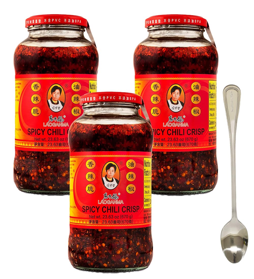 laoganma spicy chili crisp sauce Xiang La Cui Comes with a free Toothsome Mart spoon (pack of 3, 23oz)
