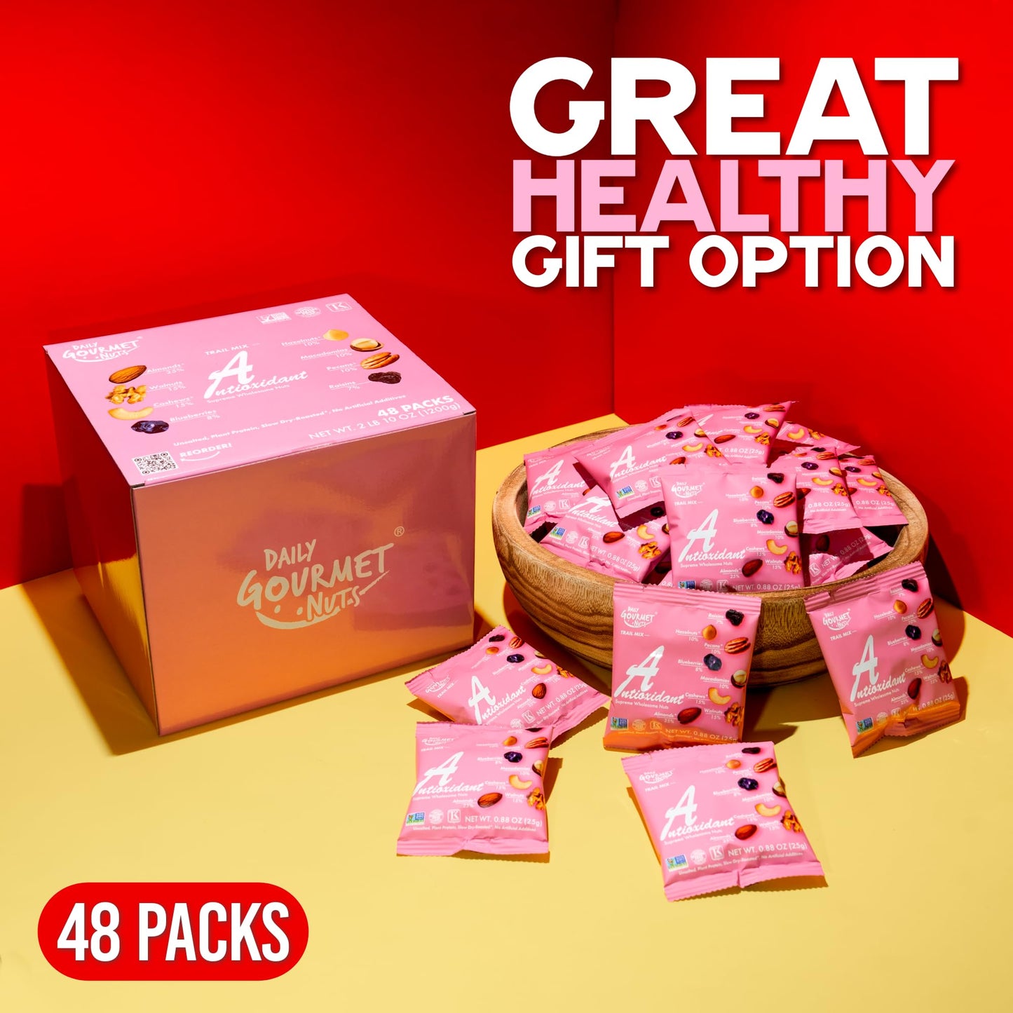 Daily Gourmet Nuts - Unsalted Mixed Nuts Snack Packs/Individually Wrapped Snacks/Nut Snacks/No Peanuts/Healthy Trail Mix Individ