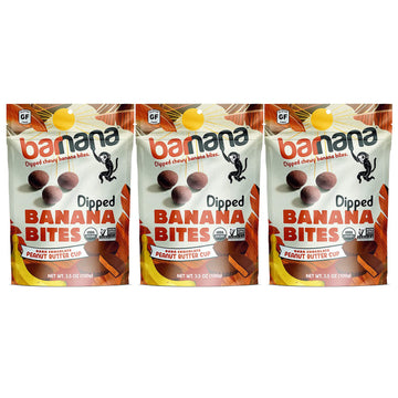 Barnana Organic Peanut Butter Cup Chewy Banana Bites, 3.5 Ounce Bag (Pack of 3)