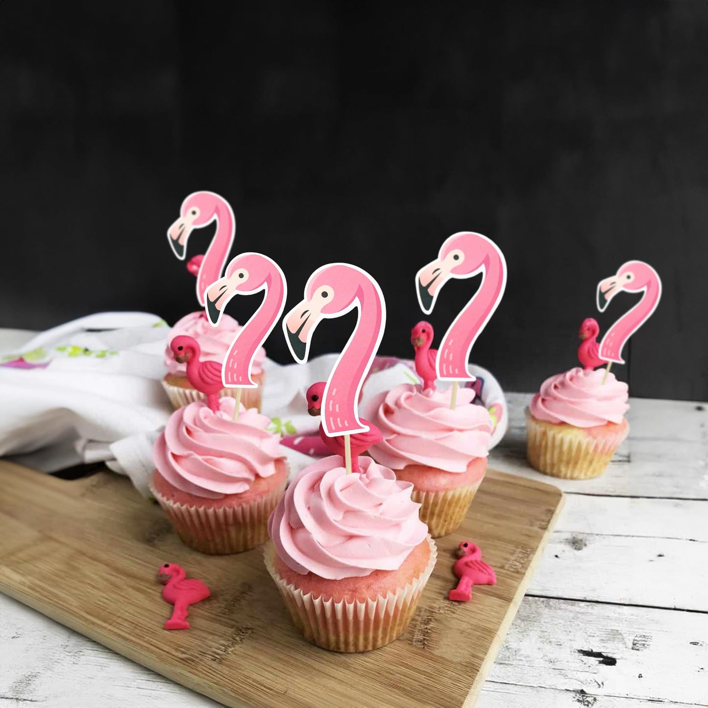 Gyufise 36Pcs Flamingo Cupcake Toppers Tropical Cupcake Toppers Aloha Summer Cake Topper Decorations For Luau Hawaiian Theme Bab