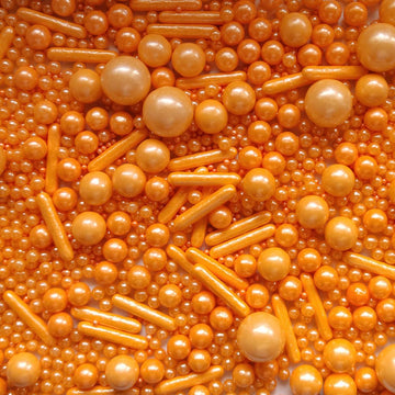 Edible Orange Pearl Sugar Sprinkles Candy Mix Size Baking Edible Cake Decorations Cupcake Toppers Cookie Decorating Wedding Party Valentine Halloween Christmas Supplies 100G/3.53Oz