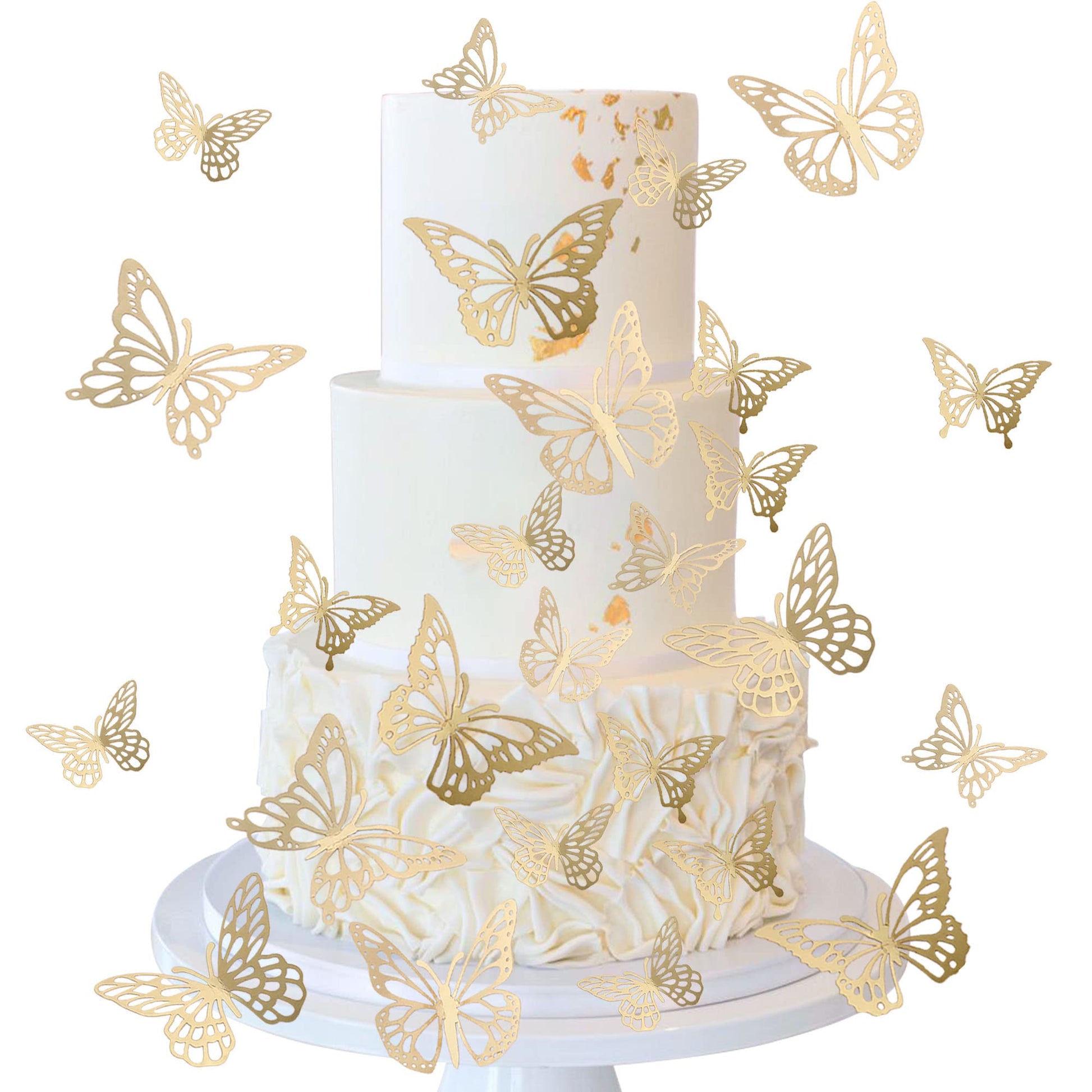 40 Pcs Laser 3D Butterfly Cupcake Toppers Hollow Arts Butterfly Cake Decorations For Baby Shower Wedding Fairy Birthday Party Su