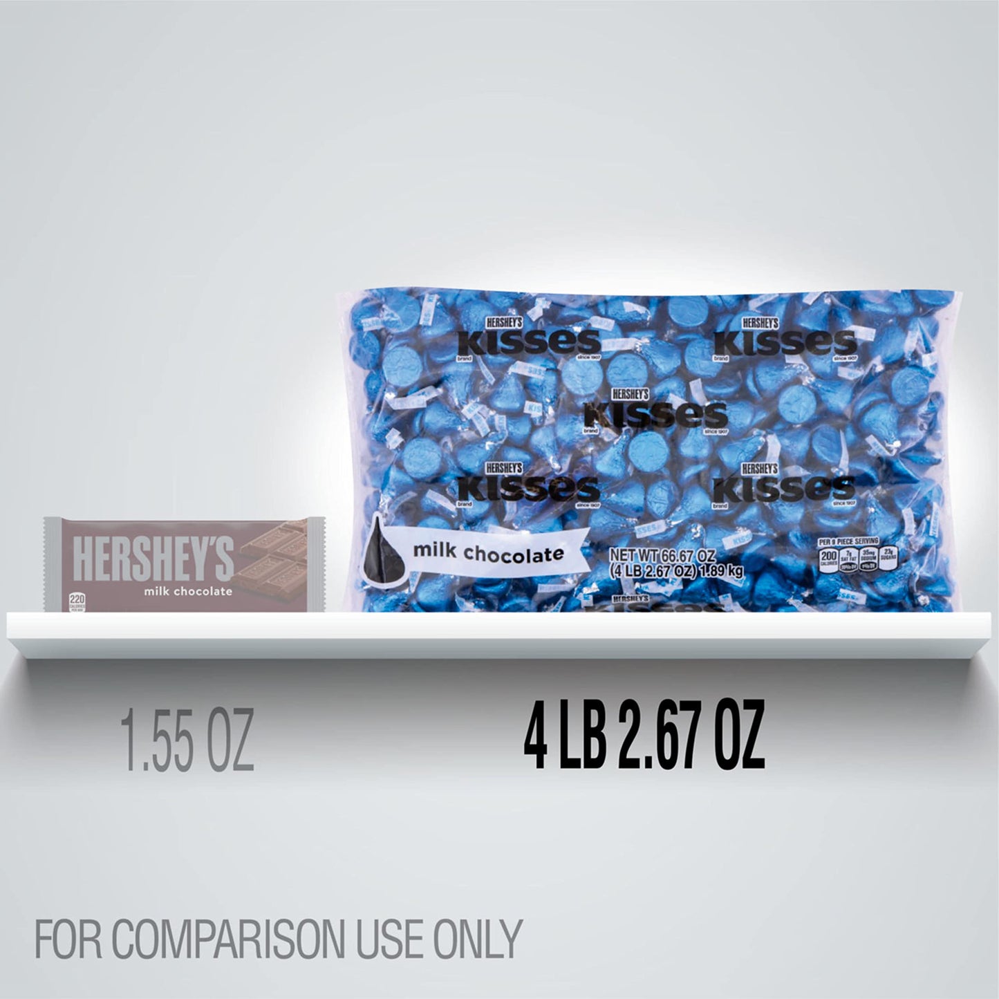HERSHEYS KISSES Milk Chocolate Dark Blue Foil, Candy Bulk Bag, 66.67 oz