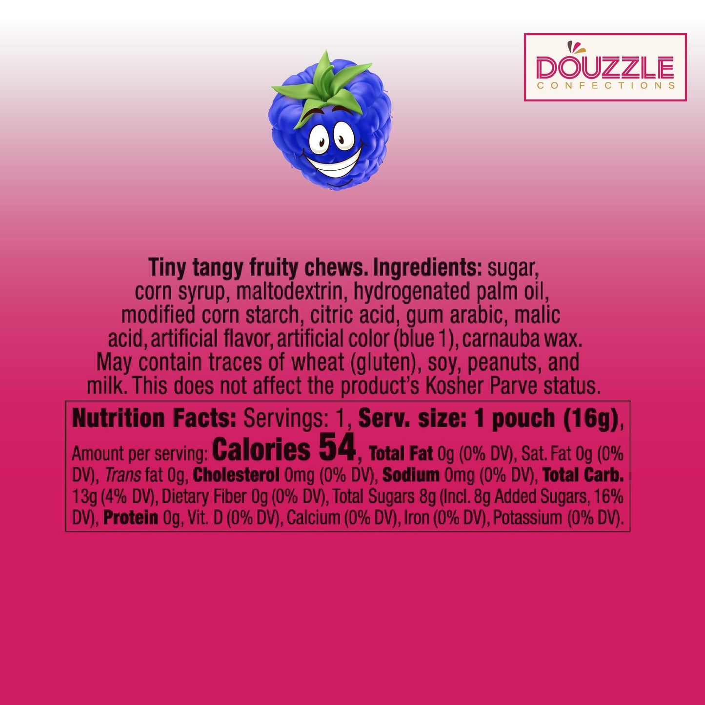 DOUzzle Back To School Oodles Raspberry Tiny Tangy Fruity Chews Mix (12 Count, 1 Pack) Individually Wrapped, Party Favor, Goodie
