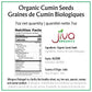 Jiva USDA Organic Cumin Seeds Whole 7oz - Packaged in Resealable Bag