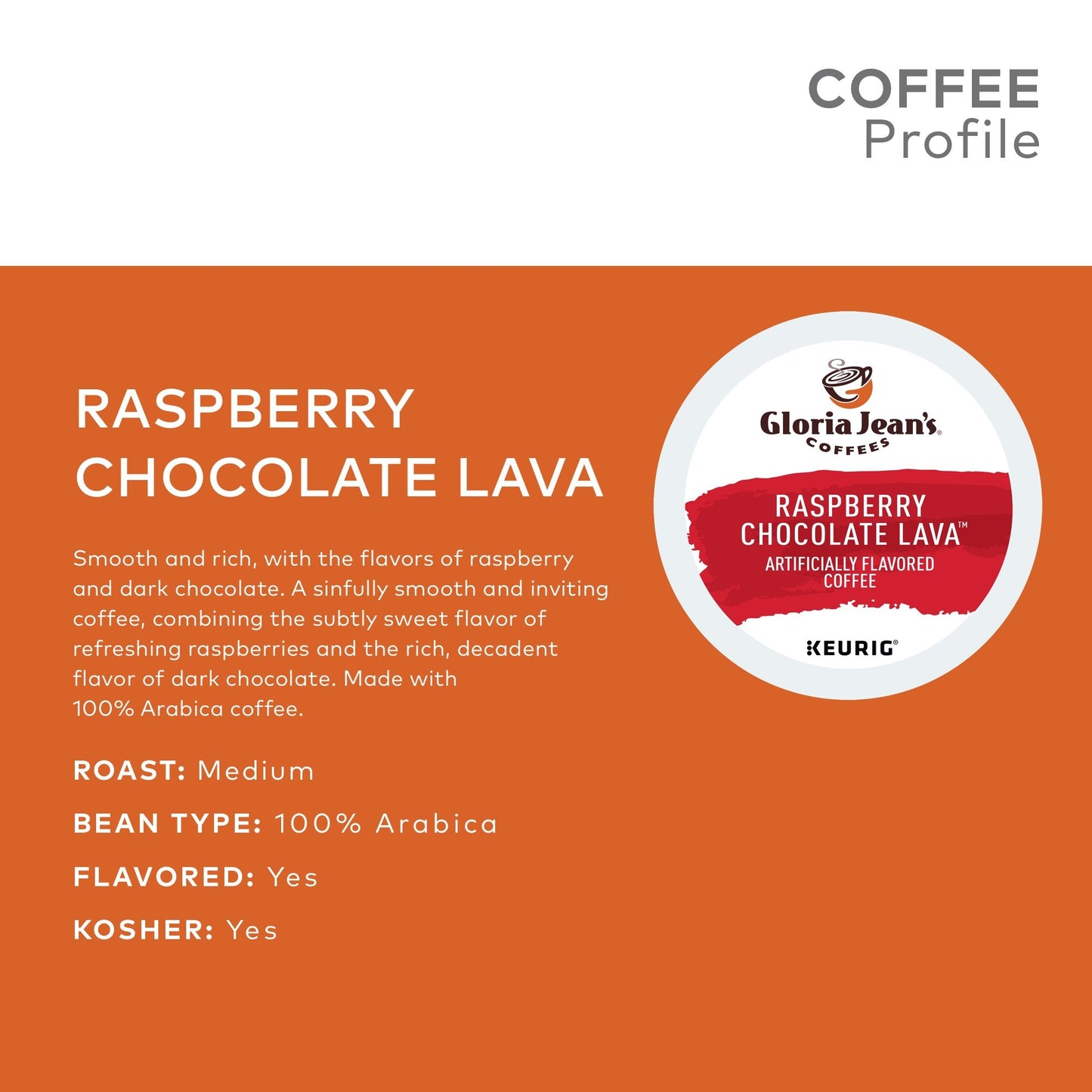 Gloria Jean s Raspberry Chocolate Lava Keurig Single-Serve K-Cup Pods, Medium Roast Coffee, 96 Count