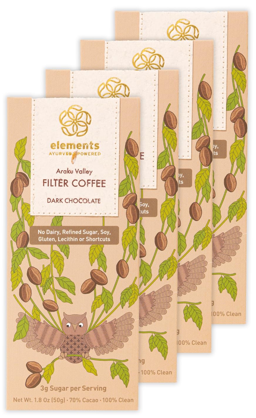 Elements Truffles Filter Coffee Dark Chocolate Bar - Heavy Metal Tested - Dairy Free Chocolate Bar - Paleo, Gluten Free, Non-GMO