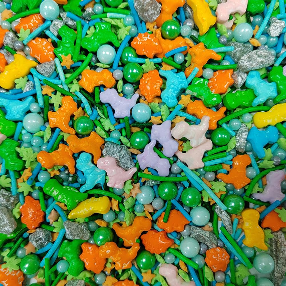 Homankit Dinosaur Sprinkles for Cake Decorating Edible Pearl Sugar Sprinkle for Baking Cake Cupcake Toppers Cookie Decorations K