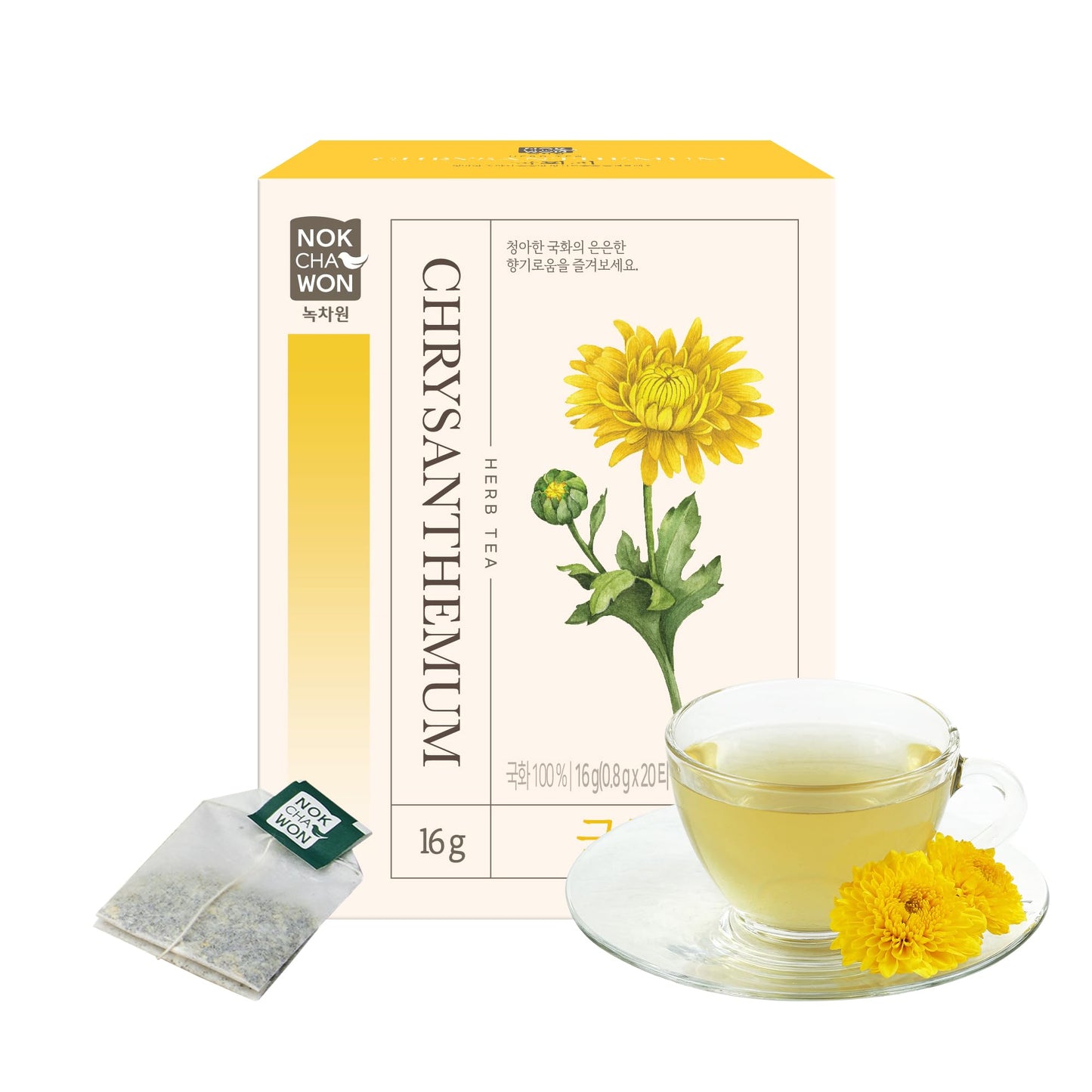 Nokchawon Chrysanthemum Tea, Premium Herbal, Caffeine Free, 20 Tea Bags, 0.56oz (16g)