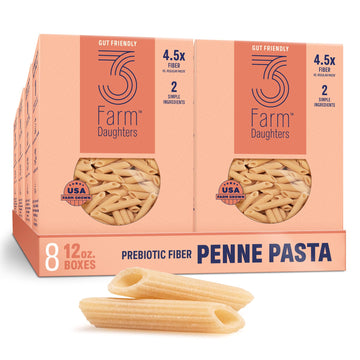 Three Farm Daughters High Fiber Pasta Penne Pack, Low GI, Non GMO Penne Pasta Noodles, Low Net Carb, Made in the USA, 12 oz. (8 