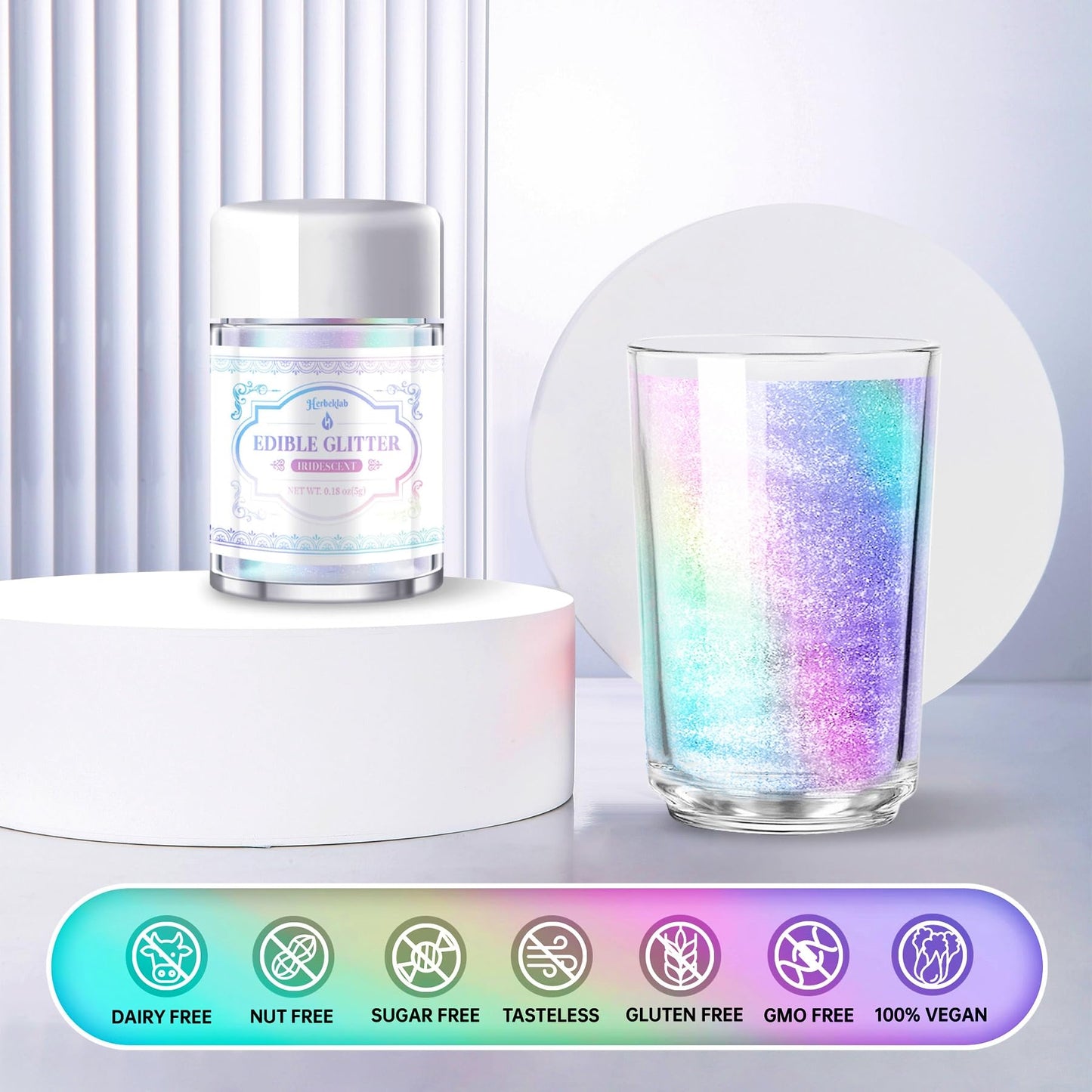 Iridescent Edible Glitter For Cocktails - Rainbow Luster Dust Edible Iridescent Drink Glitter Food Grade Shimmer Powder For Beve