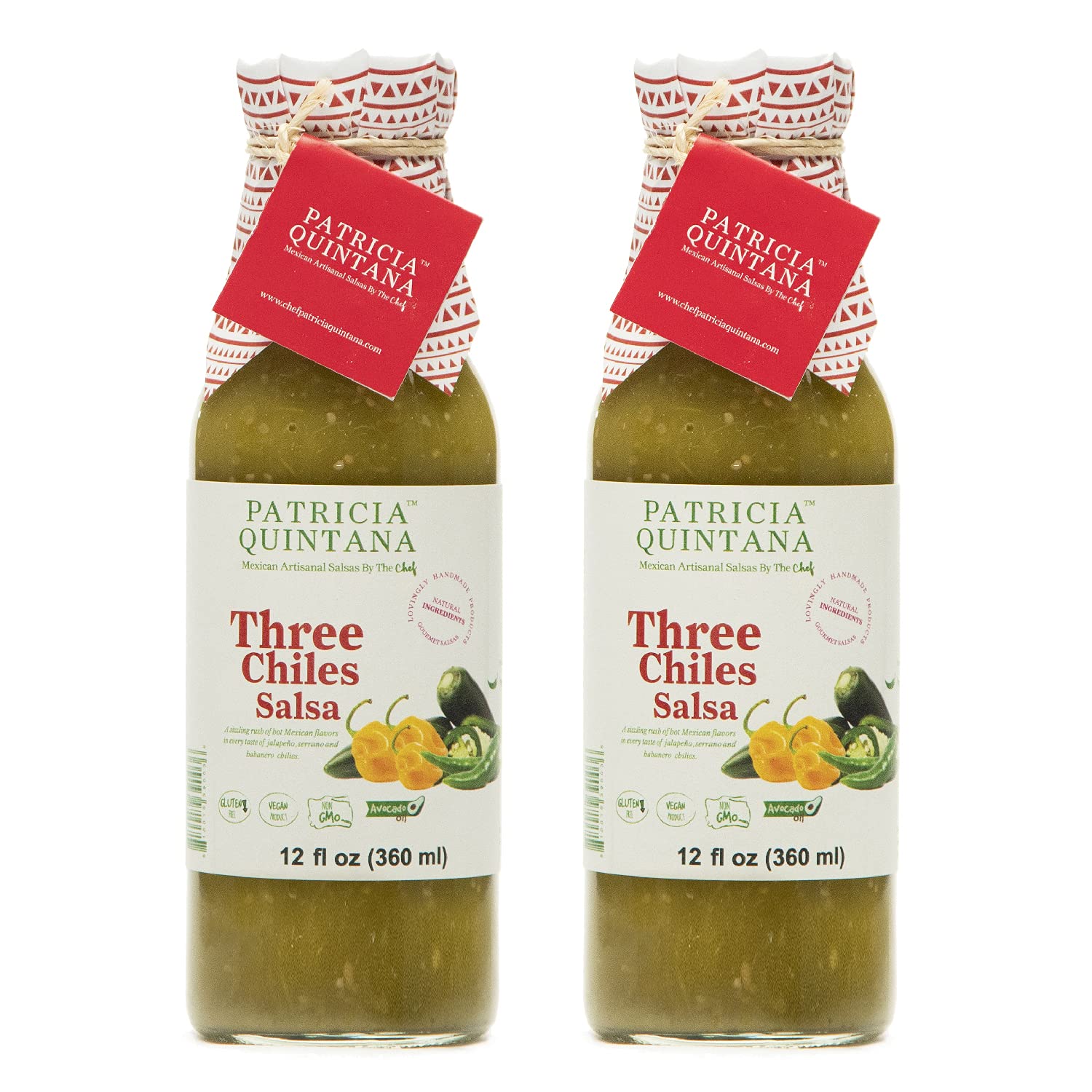 Patricia Quintana Three Chiles Salsa - Authentic Artisanal Mexican Ingredients - Perfect Topping To Your Tacos, Burritos, Enchil