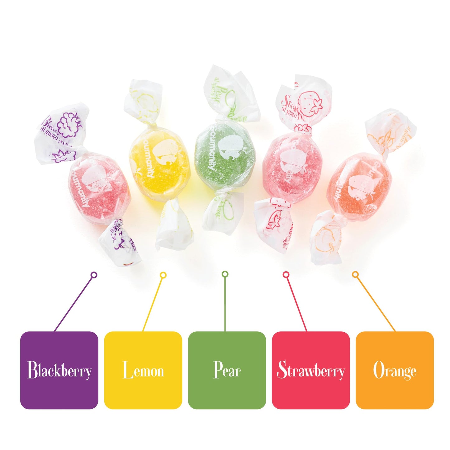 Gourmanity Italian Jelly Fruit Candy, Made With 18% Real Fruit Juice & Pulp, Individually Wrapped Gourmet Candy, 14.1Oz Box