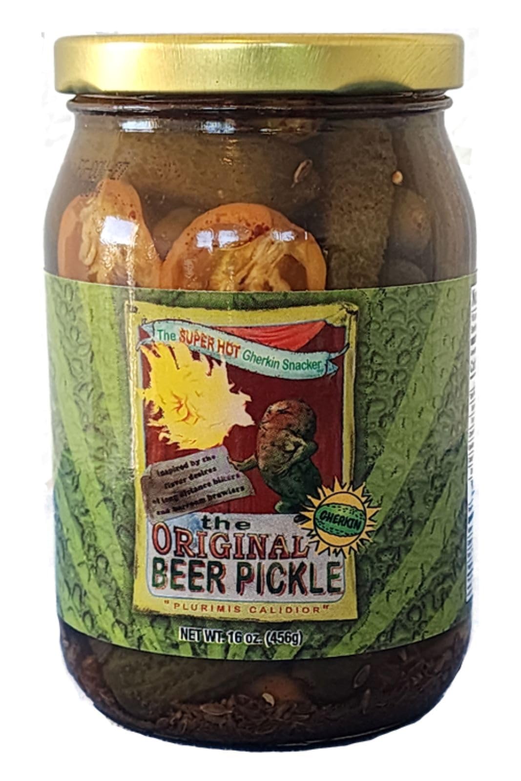 Conscious Choice Foods Beer Pickle Gherkins - Super Hot & Spicy with Garlic & Habanero - 6 Jars (Half Case)