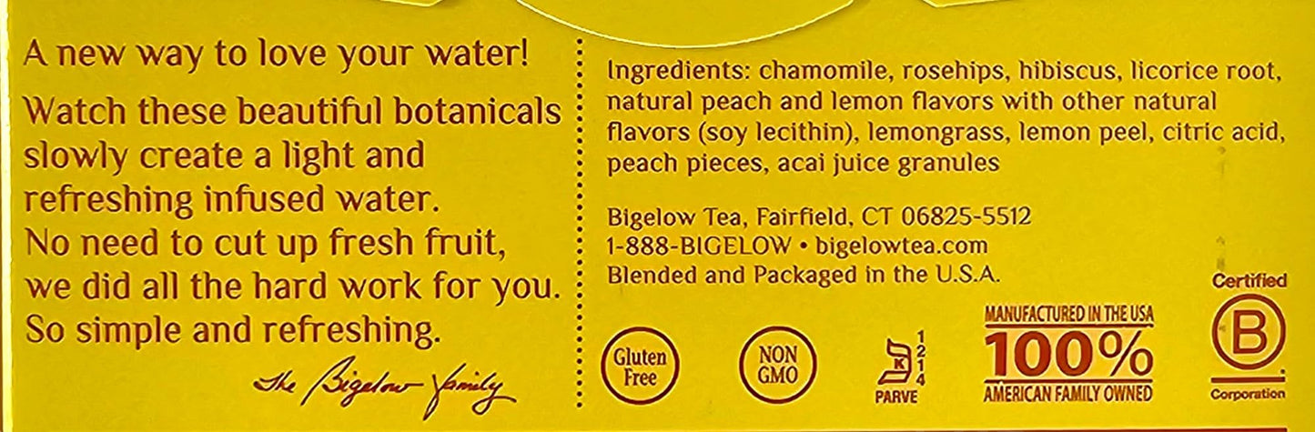YCNO KOMBOFAN Cold Water Infusion Peach Lemonade Acai Tea Bags, Herbal, Caffeine Free, Pack of 2 (Total: 36 Count)