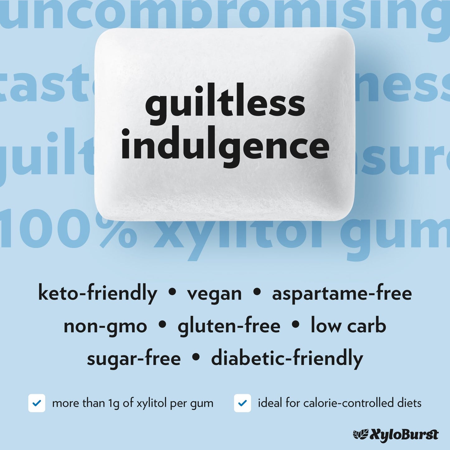 Xyloburst XyloBurst Chewing Gum, Sugar Free, Keto Friendly, Peppermint, 500 Count Bag, Model 585216