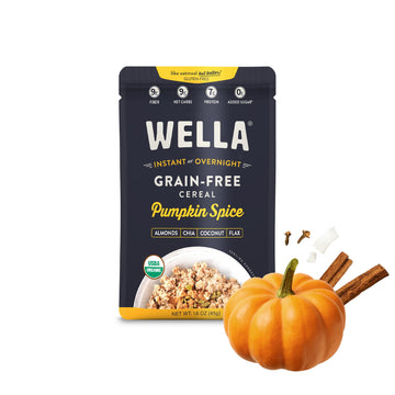 Wella Gluten-Free Pumpkin Spice Hot Cereal, 10 Pack, 1.6 oz, Plant-Based, High Protein