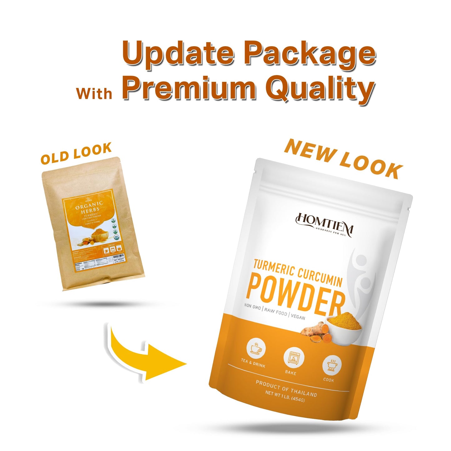 HOMTIEM Organic Turmeric Root Powder, Vegan, Gluten Free, 8 Oz (227g)