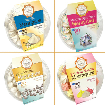 4 Pack Krunchy Melts Original Meringue Cookies | So Vanilla 4-Pack | Vanilla, Vanilla Minis, Vanilla Sprinkles, Rainbow Vanilla 