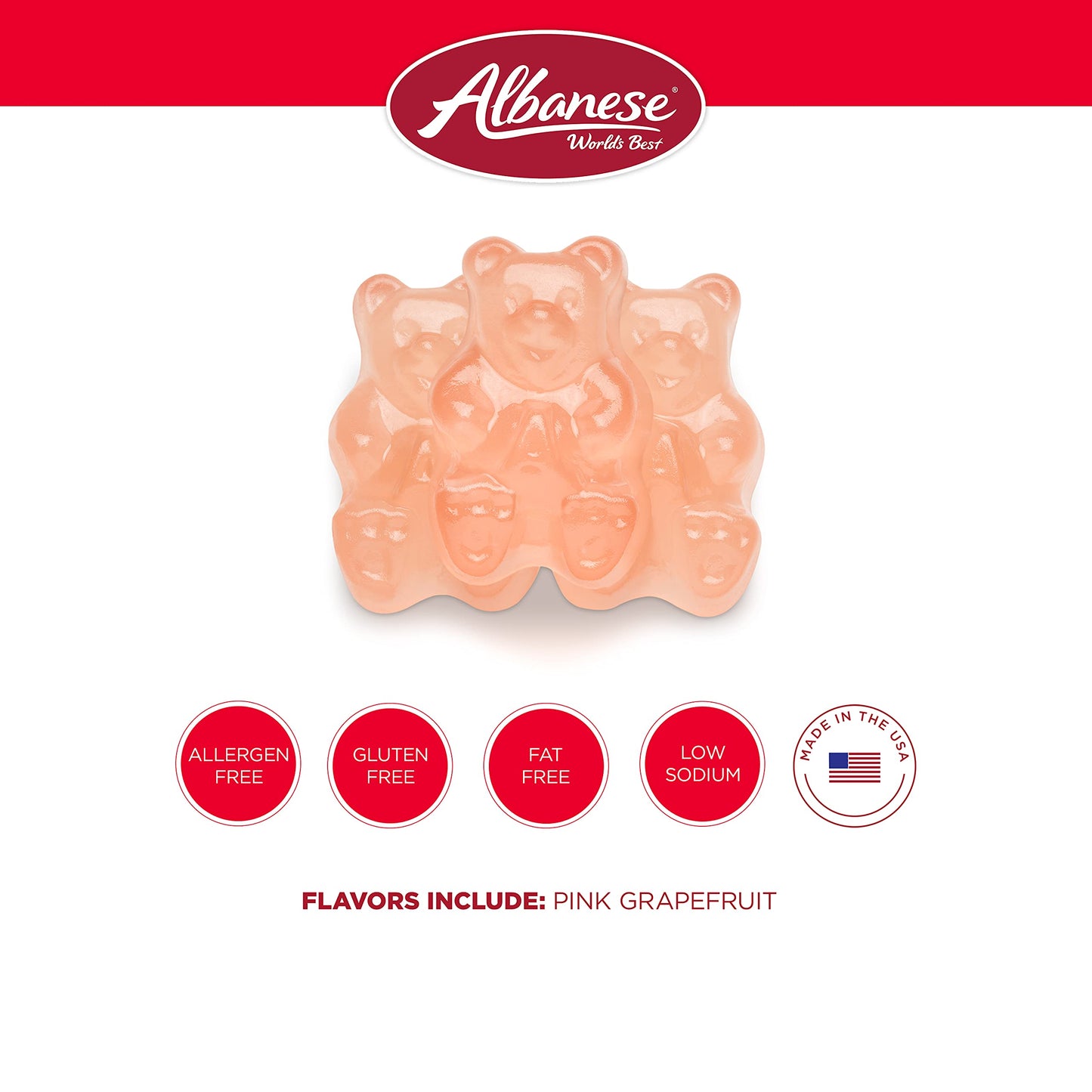 Albanese Gummi Bears, Pink G fruit Flavor, 5 Pound Bag, Pink