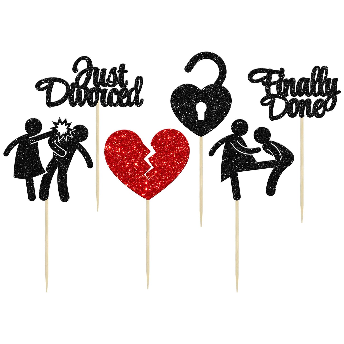 Gyufise 24Pcs Divorce Cupcake Toppers Glitter Finally Done Just Divorced Cupcake Picks Break Up Theme Cake Decorations For Bye F