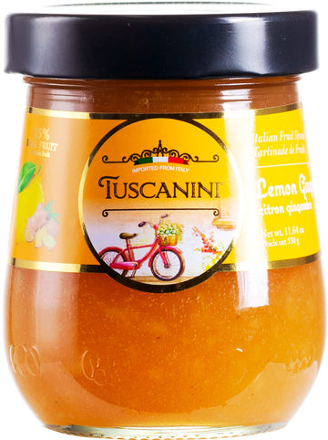 Tuscanini Italian Lemon Ginger Preserves, 11.64 oz Jar, 35% Real Fruit, Non-GMO, Gluten Free, No High Fructose Corn Syrup, Kosher