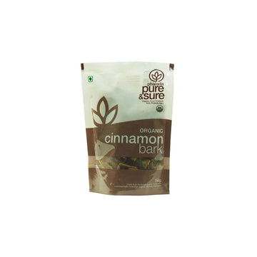 Pure & Sure Organic Cinnamon Bark Whole Spices | Khada Masala For Cooking | Sabut Garam Masala, 50G