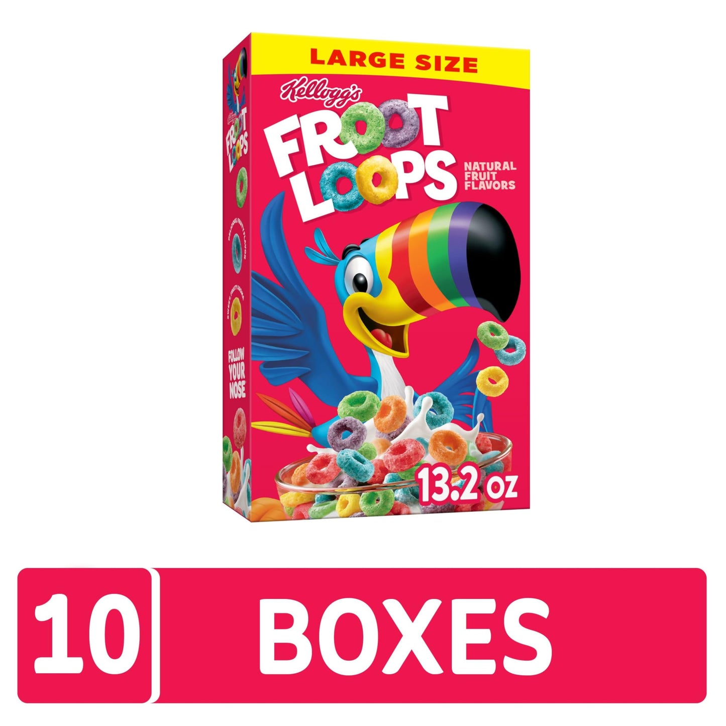 Kellogg'S Froot Loops Breakfast Cereal, Fruit Flavored, Breakfast Snacks With Vitamin C, Large Size, Original, 8.2Lb Case (10 Bo