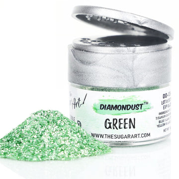 Green Edible Glitter For Drinks, Cocktails, Cake Decorating, Strawberries, Chocolates & More | No Taste | 4G | 100% Food-Safe | Kosher, Vegan, Gluten & Nut Free | Diamondust By The Sugar Art