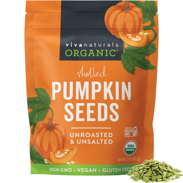 Viva Naturals Organic Pumpkin Seeds - Shelled, Unroasted & Unsalted Pumpkin Seeds Organic, Perfect for Salads, Trail Mix & Baked