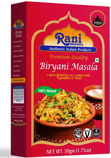 Rani Biryani Masala Curry (7-Spice Blend For Indian Rice Dishes, Pullao/Pilau) 1.75Oz (50G) ~ All Natural | Vegan | No Colors | Gluten Friendly | Non-Gmo | Indian Origin
