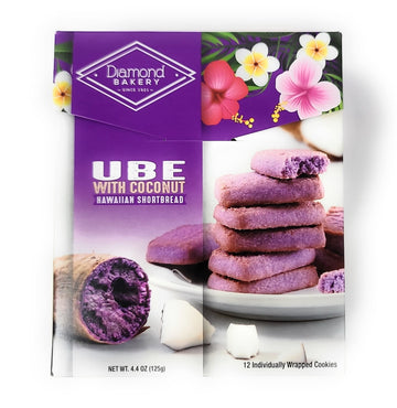 Diamond Bakery - Hawaiian Shortbread Cookies New Flavors - 4.4 Oz Individually Wrapped (Ube With Coconut)