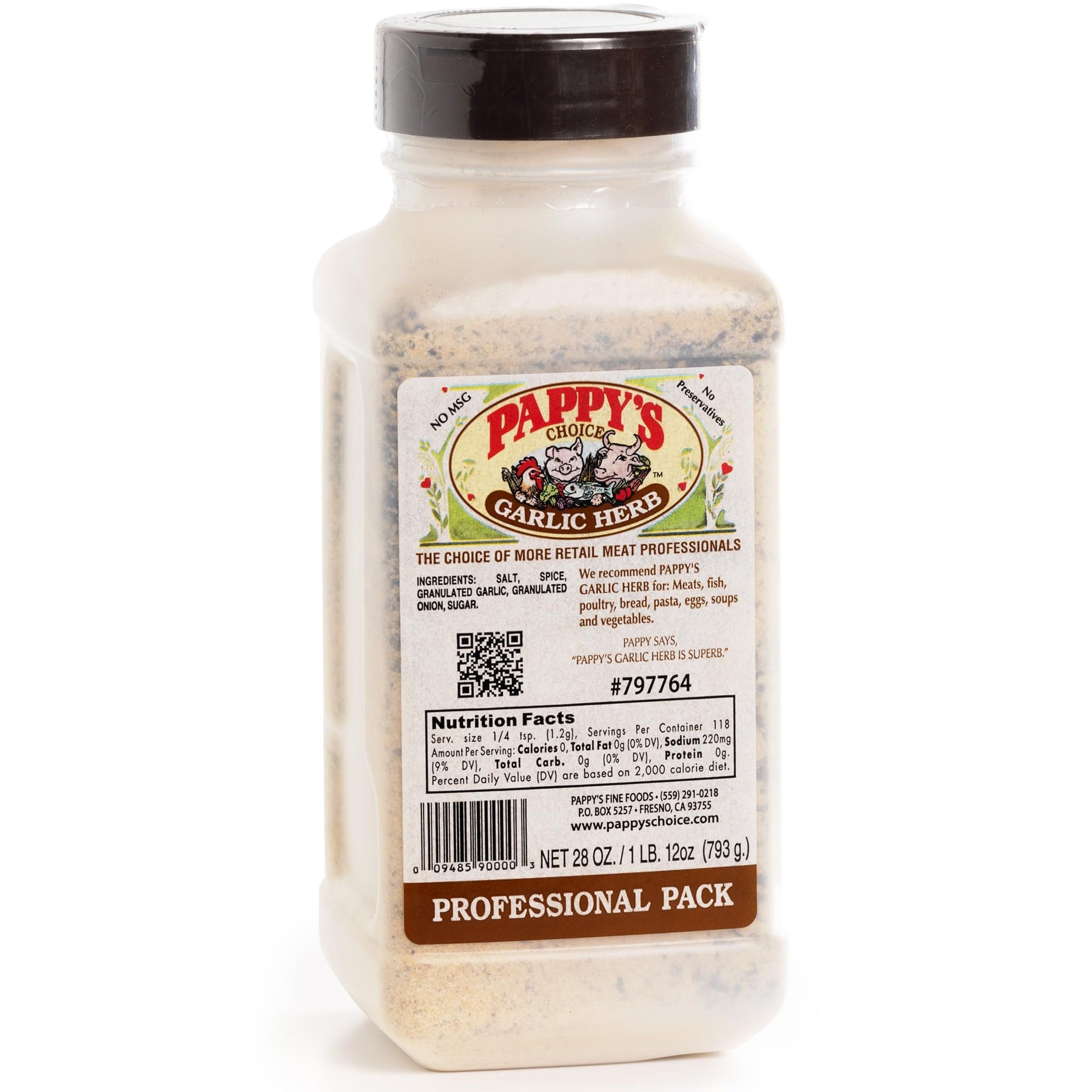Pappys Fine Foods Garlic Herb Seasoning - 28oz - Perfect for Cooking and Grilling