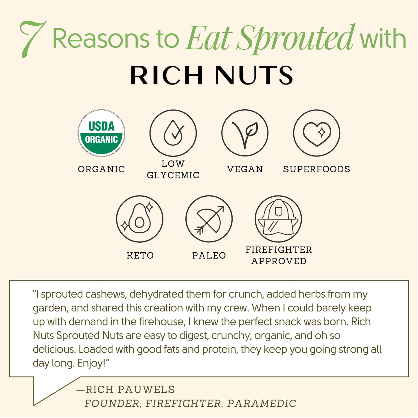 Rich Nuts Savory Sage Gourmet Sprouted Cashews | Vegan, Paleo, Keto | Made with Organic Rosemary, Sage, and Sea Salt | Non-Roast